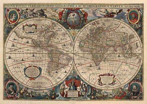 Lienzo Tela Canvas Cartografía Planos Mapa Mundi 1641 50x65