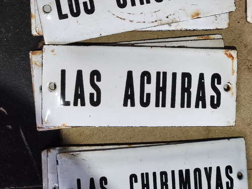 Cartel Antiguo Enlozado De Calle Las Achiras