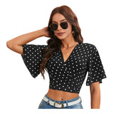 Blusa De Moda Casual Elegante Con Diseño De Puntos Para Dama