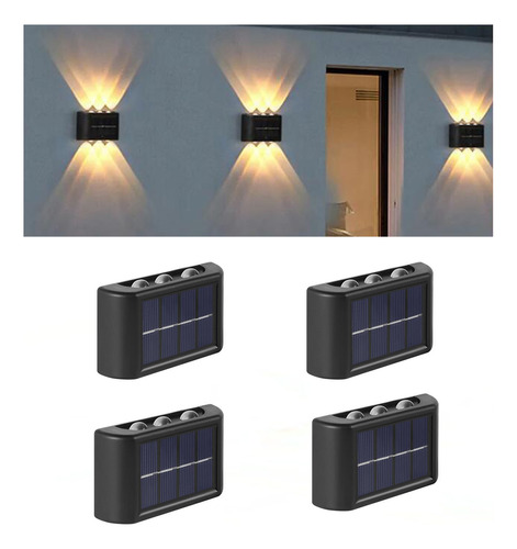 Lámpara Solar Recargable De Pared Para Exterior, 4 Piezas