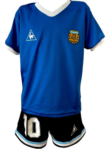 Camiseta + Short Argentina Maradona 1986 Niños - Chicos Azul