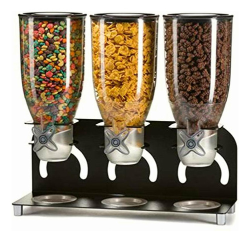 Mind Reader - Kell300-blk Metal Triple Cereal Dispenser