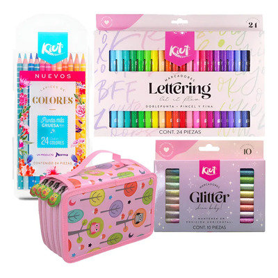 Kiut 24 Colores + Estuche + 24 Plumones Lettering + Glitter | MercadoLibre