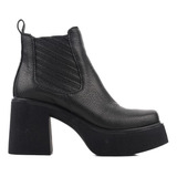 Botas Mujer Batistella Cortas Con Plataforma De Cuero Negro