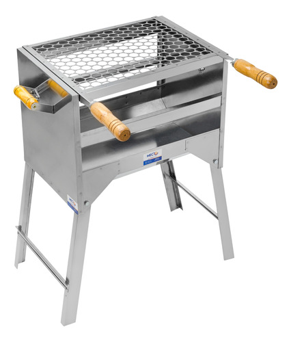 Churrasqueira Inox Portátil Pequena Leve Pratica 40x28 Cor Prateado