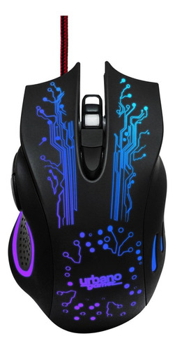 Mouse Urbano Labs Gamer Rgb Con Cable Usb - 3 Botones Color Negro