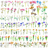 240 Pegatinas De Flores Transparentes, Varios Estilos, Flora