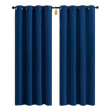 Cortinas Blackout Aislamiento Térmico 2 Paneles 215 X 135 Cm Color Azul Oscuro