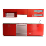 Cocina Integral Moderna Dominica Derecha P/estufa 3m Roja.