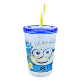 Vaso Minions Despicable Me Plastico Doble Pared C/tapa 266ml Color Multicolor