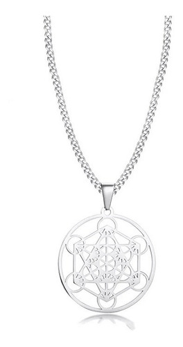 Collar Cubo De Metatron Amuleto Protección Acero Inoxidable