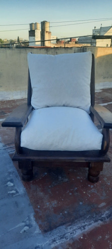 Sillon De Algarrobo Macizo 1 Con Almohadon Chelline Blanco