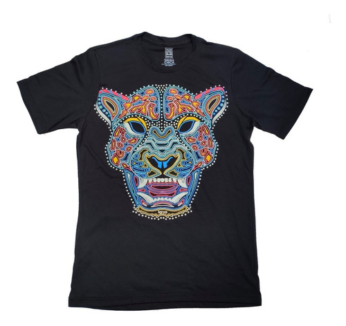 Playera Larva Negro Máscara Alebrije Jaguar