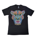 Playera Larva Negro Máscara Alebrije Jaguar