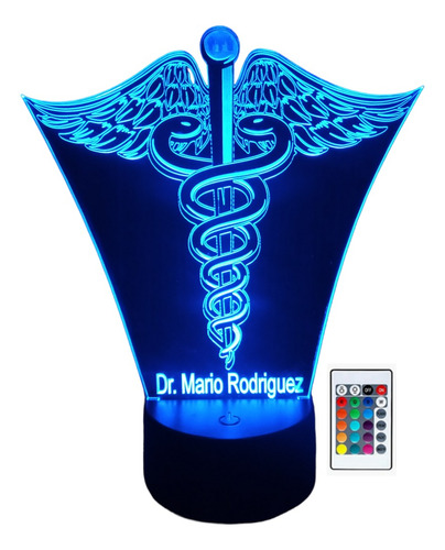 Símbolo Medico Doctores Lampara Led 3d  Personalizable  