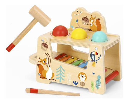 Brinquedo Infantil Atividades Bate Bate Xilofone Tooky Toy Cor Madeira