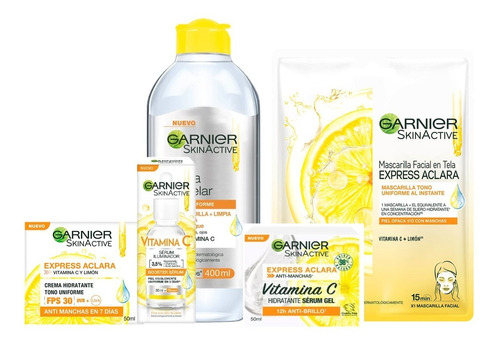 Pack Facial Rutina Express Aclara Vitamina C Garnier
