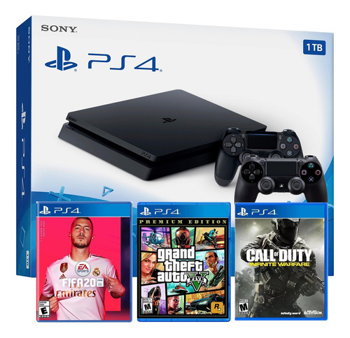 Playstation 4 + Fifa + Call Of Duty + Gta V + 2 Controles