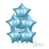 Pack De 5 Globos Metalizados Estrellas Celestes Helio O Aire