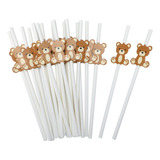 100 Pajitas De Papel Bear Little Cutie Straws Snowflake D...