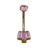 Piercing Banana Bell De Titânio Turmalina Rosa  1.2 X 10mm