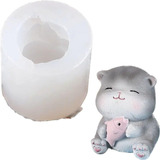 Molde De Silicona Gatito Con Pez Especial Para Velas