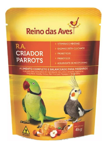 Ração Farinhada Reino Das Aves Criador Parrots R.a 400g