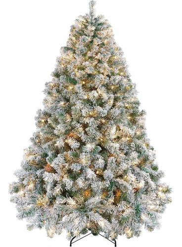 Árbol Pino De Navidad Con Luces Nevado, Verde O Rosa 1.82 M