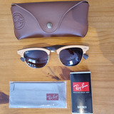 Ray-ban Clubmaster Madeira Wood Original Marrom Dourado