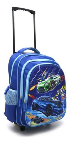 Mochila Carro Trendy Relieve 3d Niños Estilo Urbano Escolar Color Azul - 16772 Diseño De La Tela Cars