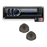 Kit Carro Radio Mp3 Bluetooth Usb + 2 Falantes 6 Pol Mobi