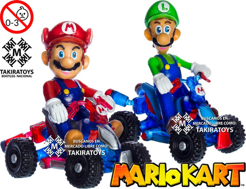 Mario Bros Y Luigi Bros Duo Muñecos Gokart C/ Luz Mario Kart