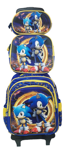 Mochila 3d De Carrito De Sonic Combo Térmico Desmontable