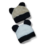 Gorro Panda Kawaii De Invierno De Bebe Tela Corderito 