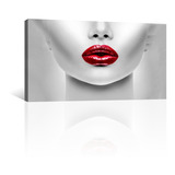 Cuadro Decorativo Artisitcas Canvas Labios Rojos Metalicos