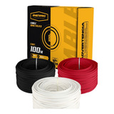 Combo: 3 Rollos Cable Cal. 10 Rojo Negro Y Blanco 100mts C/u