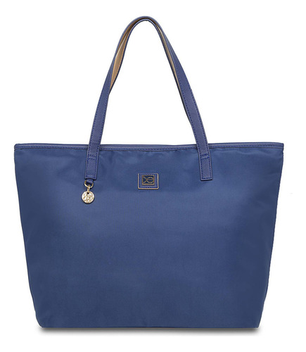 Bolsa Tote Cloe Para Mujer Grande Textil Colgante Color Oro Color Azul Marino