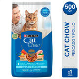 Alimento Gato Adultos Cat Chow Adultos Pescado Pollo 500gr