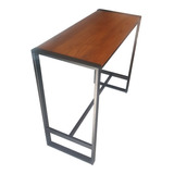 Mesa Barra Desayunador Industrial Hierro Madera 120x50 Cubo