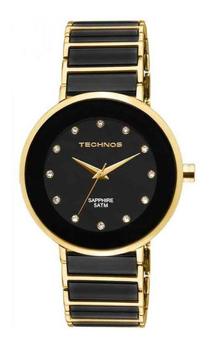 Relógio Feminino Technos Ceramic  Preto Loja Oficial Cor Da Correia Dourado