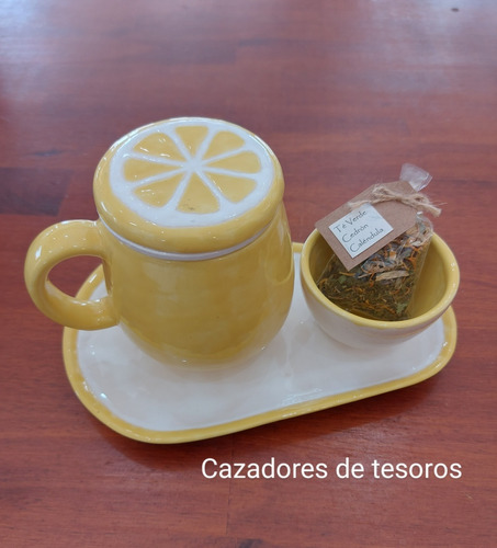 Taza De Té +infusor+bandeja  (amarillo)