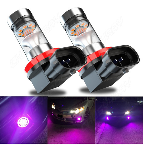 Kit De Faros Antiniebla Led 9005/9006 H11 H16, Rosa Y Morado