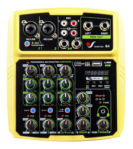 Venetian B4 Consola Mixer 4 Canales Con Interface Usb Mp3