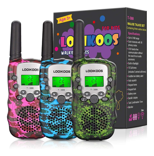 Looikoos Walkie Talkies Para Niños, 3 Kms De Largo Alcance W