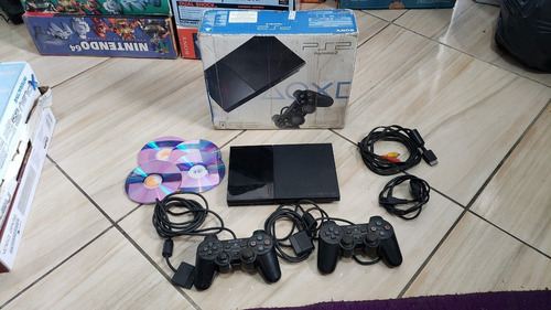 Sony Playstation 2 Slim Na Caixa E Com Matrix + Controles E Mais Jogos. A3