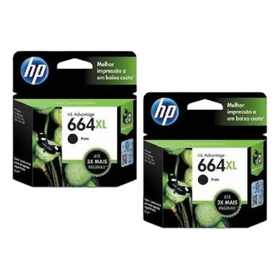 Kit 2 Cartuchos Hp 664 Xl Preto 2136 3776 3790 4676 | Frete grátis