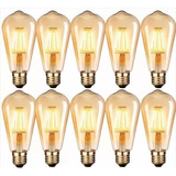 Pack X10 Ampolleta Lámpara Vintage E27 Edison Led St64 4w