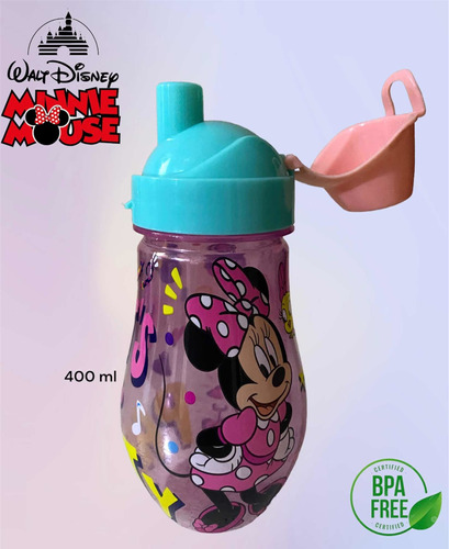 Botella Para Agua Minnie Mouse Disney Rosa Infantil
