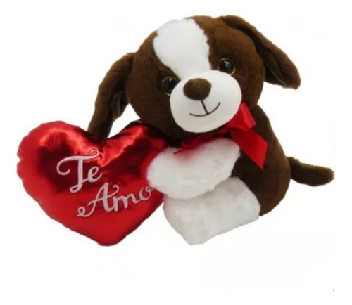 Perro De Peluche Con Corazón Te Amo Moño Importado Cute