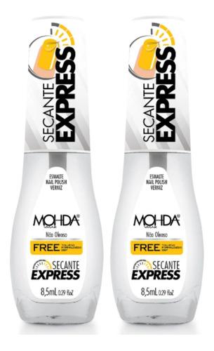 Esmalte Mohda Secante Express Kit C/2 Free Cobertura 8,5ml 